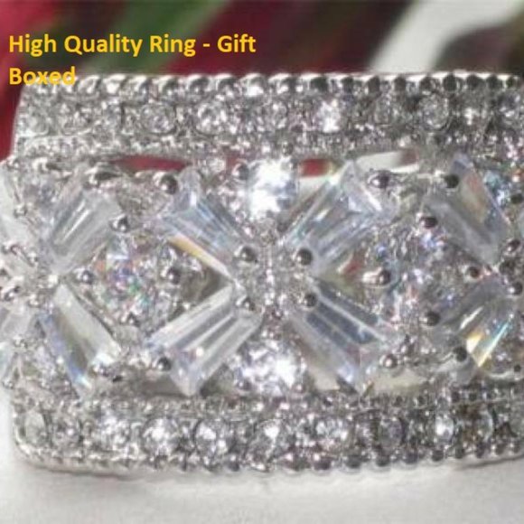 Wide Band Rind Jewelry - NWT ring white gold plate cubic zirconia wide band